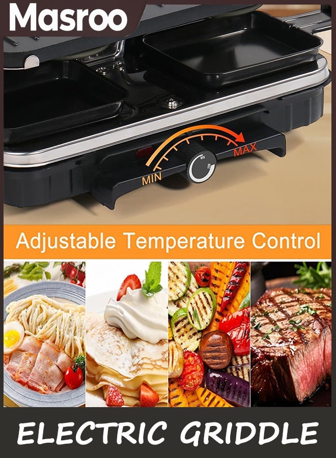 Masroo 2 in 1 Electric Griddle Nonstick with 8 Cheese Pans, Indoor Grill BBQ Grill, Adjustable Temperature Control, Ideal for Family and Party Fun - Image 3